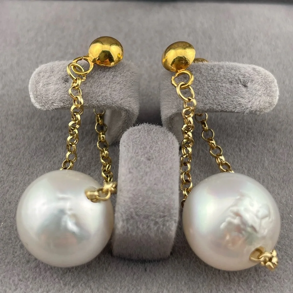Rare 12mm South Sea Pearl Drops | Solid 18K Gold | Palawan Origin